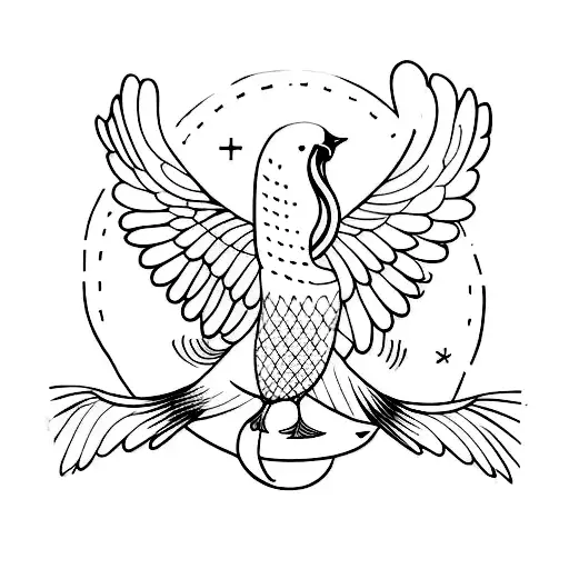 A flying goose outline with the words "Soft Animal" in cursive letters inside the outline tattoo design idea