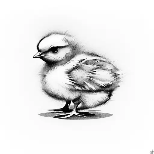 Baby chick in a computer server room tattoo design idea