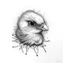 Baby chick in a computer server room tattoo design idea