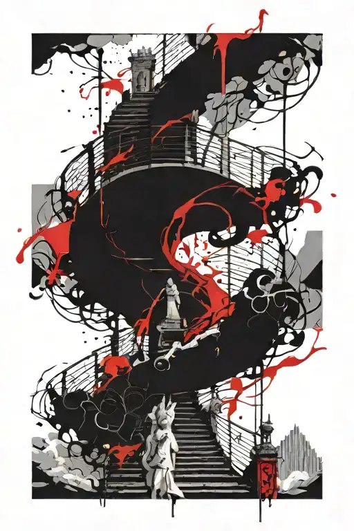 Stairway to heaven vs hell tattoo design idea