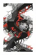 Stairway to heaven vs hell tattoo design idea