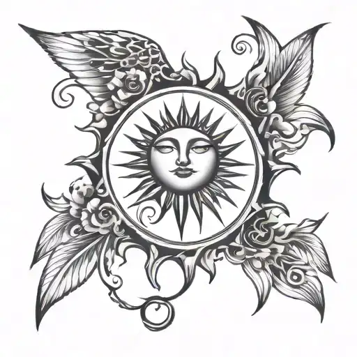 half sun and half writing who says Solecito tattoo design idea