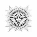 half sun and half writing with"solecito" in mexican style tattoo design idea