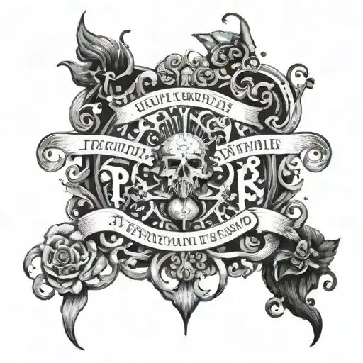 Textual prhase in latin "non sine periculo" with any surralist concept of risks and decitions in life tattoo design idea