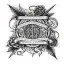 Textual prhase in latin "non sine periculo" with any surralist concept of risks and decitions in life tattoo design idea
