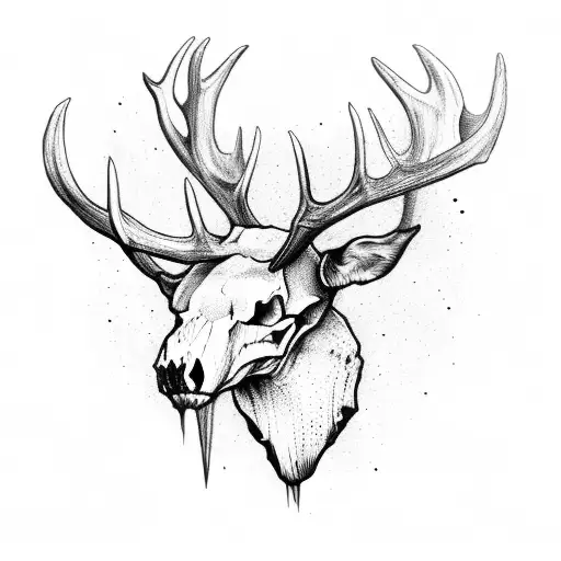 Elk skull with cross daggers tattoo design idea