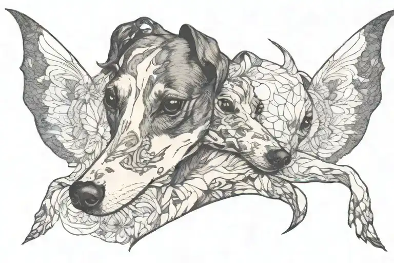italian greyhound heads tattoo design idea