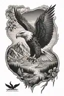 realistic landscape with eagle tattoo design idea
