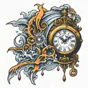 melting clock tattoo design idea