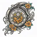 melting clock tattoo design idea
