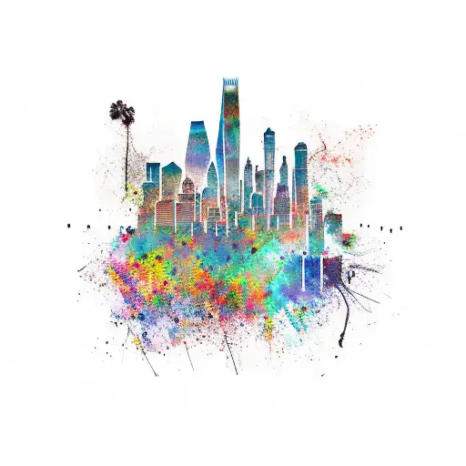 Apocalyptic LA Skyline  tattoo design idea