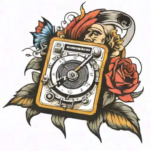 art with music and cinema  tattoo design idea