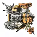art with music and cinema  tattoo design idea