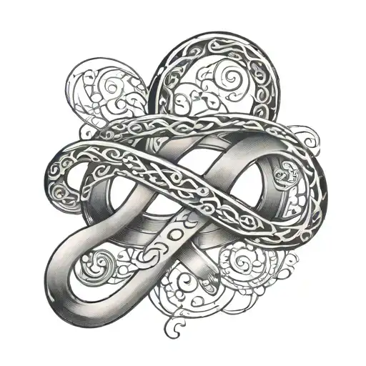 infinity symbol with 4 names on it (Reggie, Ashley, Amiyah, Jayden) tattoo design idea