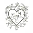 heart with vines wrapped name Lisa inside heart shaped lock tattoo design idea