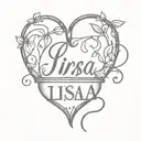 heart with vines wrapped name Lisa inside heart shaped lock tattoo design idea