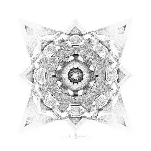 A mandala design with motivational quotes from famous artists and musicians tattoo design idea