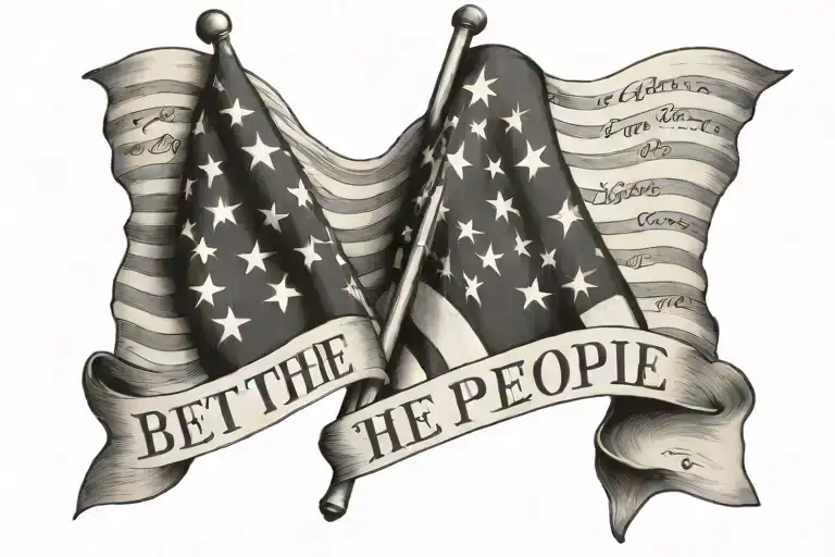 Betsy Ross flag we the people text  tattoo design idea