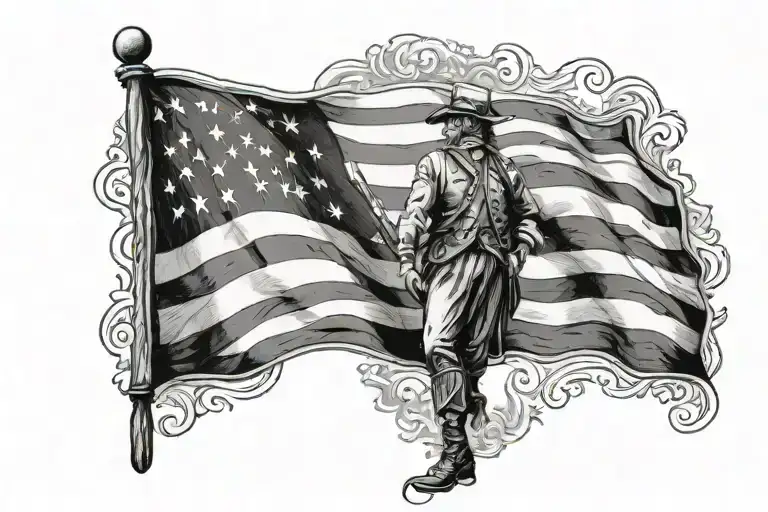 Betsy Ross flag we the people walking tattoo design idea