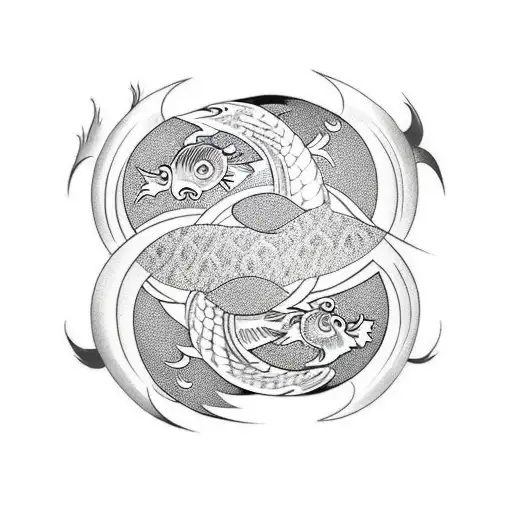 back tattoo 2 koi fish yin yang tattoo design idea