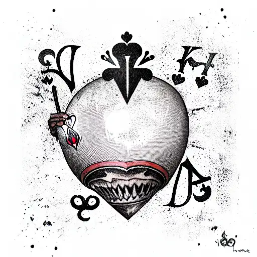 Ace of Spades 8 ball scared heart kings crown tattoo design idea