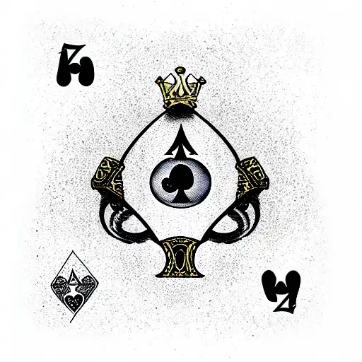 Ace of Spades 8 ball scared heart kings crown tattoo design idea