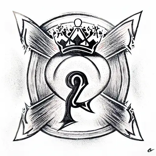 Ace of Spades 8 ball scared heart kings crown tattoo design idea