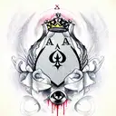 Ace of Spades 8 ball scared heart kings crown tattoo design idea