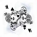 Ace of Spades 8 ball scared heart kings crown tattoo design idea