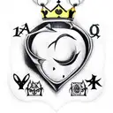Ace of Spades 8 ball scared heart kings crown tattoo design idea
