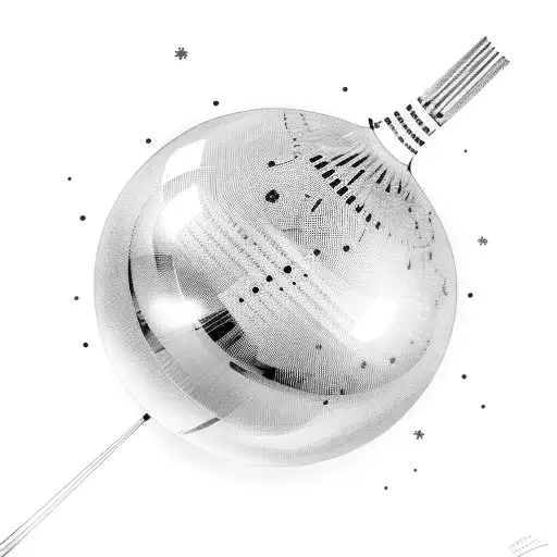 Mirrorball with other musical elements around tattoo design idea