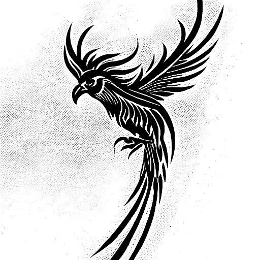 Phoenix bird, for men, forearm, that is longer than it is wide, aggressive and masculine phoenix tattoo design idea