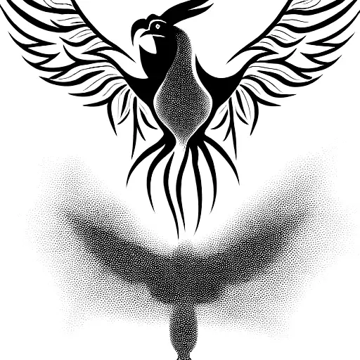 Phoenix bird, for men, forearm, that is longer than it is wide, aggressive and masculine phoenix tattoo design idea