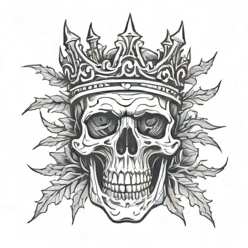 skull with crown of thorns  tattoo design idea