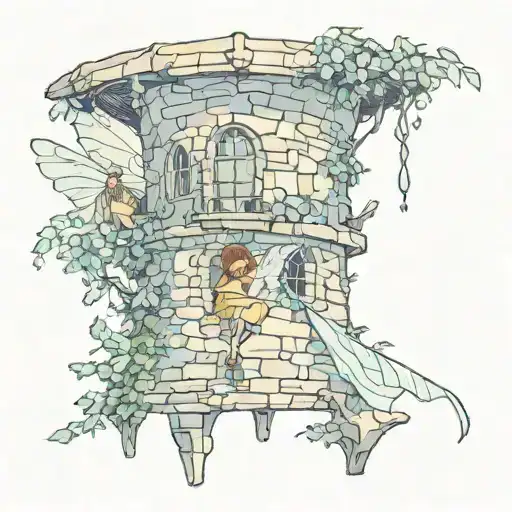 a fairy in a tower tattoo design idea