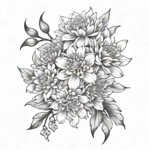 Cherry Blossom, chrysanthemum, aster  tattoo design idea