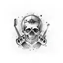 skull, guitar, punk is not dead tattoo design idea