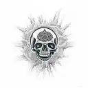 skull, guitar, punk is not dead tattoo design idea