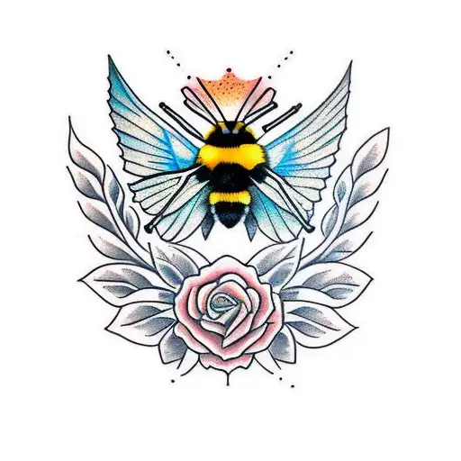 wild flowers,  spiritual,  bumblebee  tattoo design idea