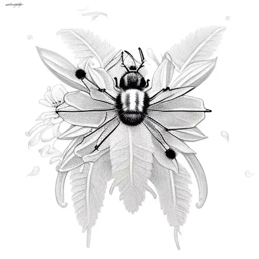 wild flowers,  spiritual,  bumblebee  tattoo design idea