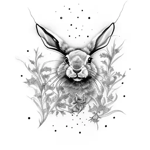   spiritual,  bumblebee fern, hare  tattoo design idea
