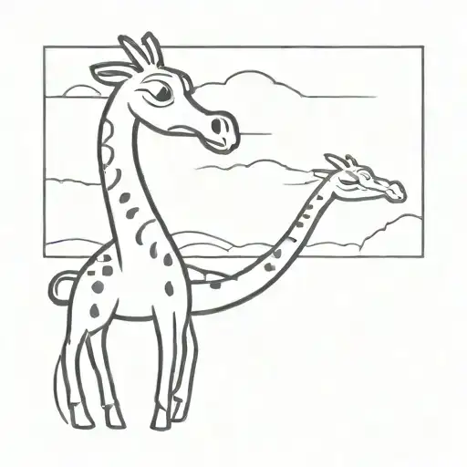 a combination of the loch ness monster humps and a giraffe with grey and black colors only tattoo design idea