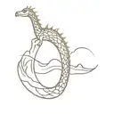 a loch ness monster with giraffe print inside tattoo design idea