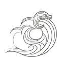 a simple loch ness monster above a wave ripple water tattoo design idea