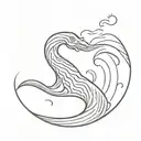 a simple loch ness monster above a wave ripple water tattoo design idea