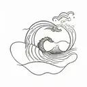 a simple loch ness monster above a wave ripple water tattoo design idea