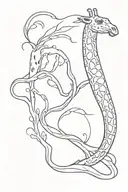 side profile giraffe and loch ness monster hybrid creature combining elements tattoo design idea
