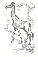 side profile giraffe and loch ness monster hybrid creature combining elements tattoo design idea
