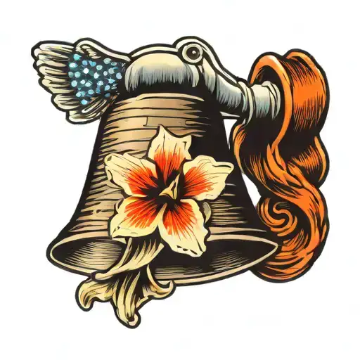 seashell and liberty bell tattoo design idea