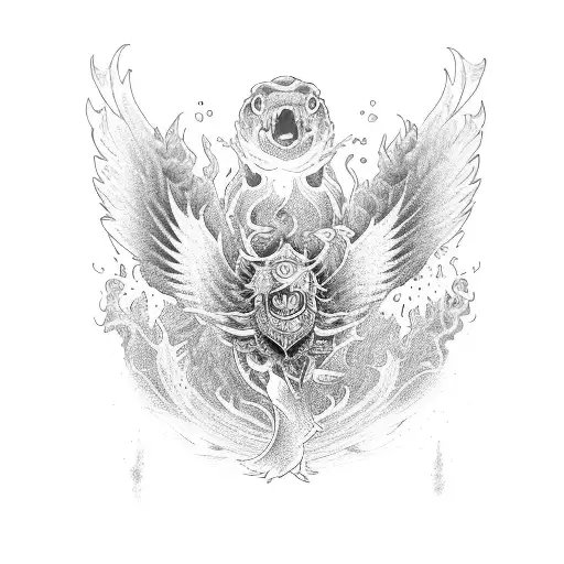 sleeve with Phoenix and koi fish  tattoo design idea